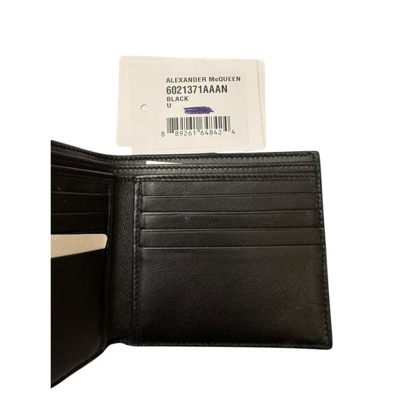 Alexander McQueen NWT Leather Biker Skull Bi-Fold Wallet in Black - Picture 7 of 14
